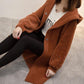Mid-length Lantern Sleeve Beaded Sweater Autumn and Winter Korean Casual Hooded Coat