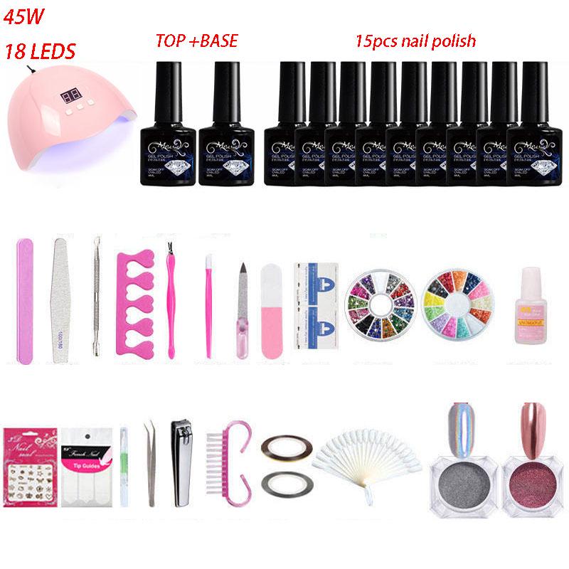 Nail Kit 45/48W LED UV Lamp nail dryer set Gel Nail Polish Set Nail Art Tool kit Manicure Set