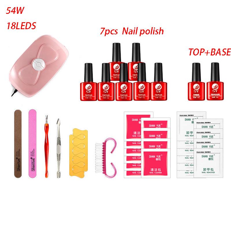 Nail art set 54W UV LED lamp nail Dryer Gel Nail Polish Set kit  Gel Varnish manicure tools kit