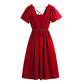 Dress Women's Spring Summer Plus Size Casual Solid Color Dress Square Collar Short Sleeve Open Back Cotton All-match