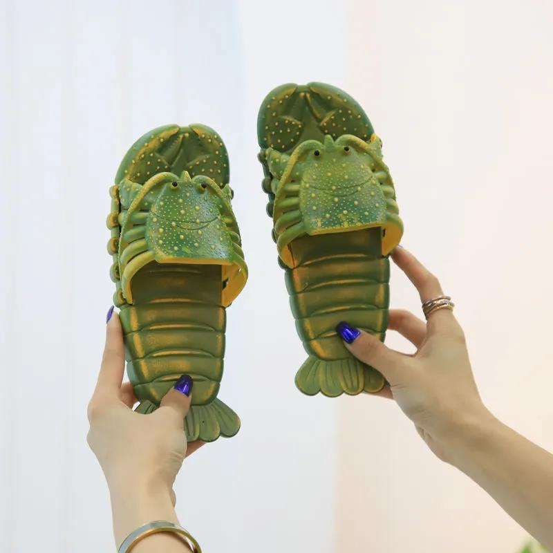 Kids Slippers Summer Boys and Girls Soft Sole Flat Anti-slip Slippers Household Shower Casual Slippers Creative Lobster Beach Slippers