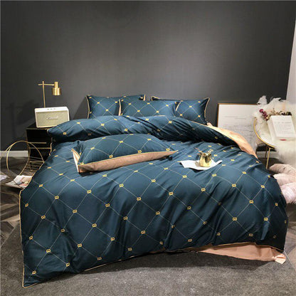 4pcs 60S egyptian bedding sets bear plaid bed set queen king size duvet cover bed sheet set