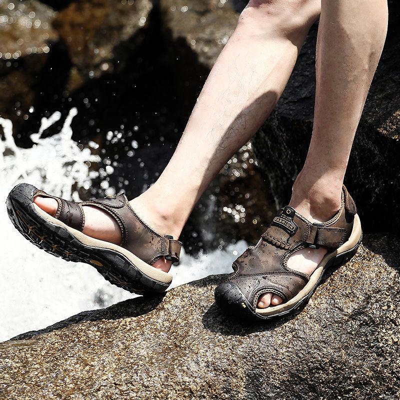 Sandals Leather Men's Shoes Outdoor Beach Shoes Men's First Layer Cowhide Sandals Men's Shoes