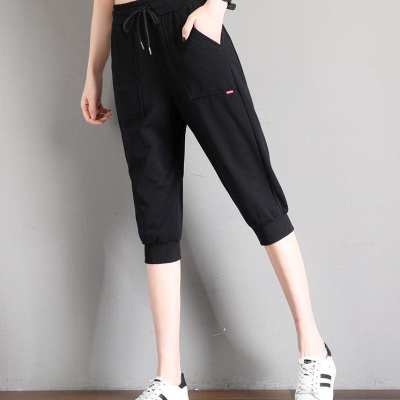 Cropped Trousers Women's Summer Dress Thin Loose and Thin Plus Size 7 Points Sports Shorts Casual Breeches Running Harem Pants
