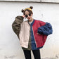 Spring and Autumn Baseball Uniform Women's Sports Zipper Loose All-match Short Jacket Student Casual Jacket Top Fake Two Pieces