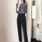 Temperament Suit Two-piece Suit V-neck Long-sleeved Striped Shirt Slimming Suit Pants Two-piece Suit Work Suit Ladies Two-piece Suit