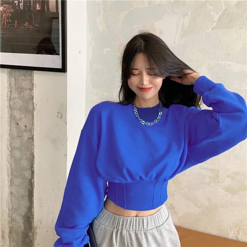 Women Hoodies Sweatshirts Fashion Cropped Tops Long Sleeve Oversized Loose Casual Pullover Hoodies