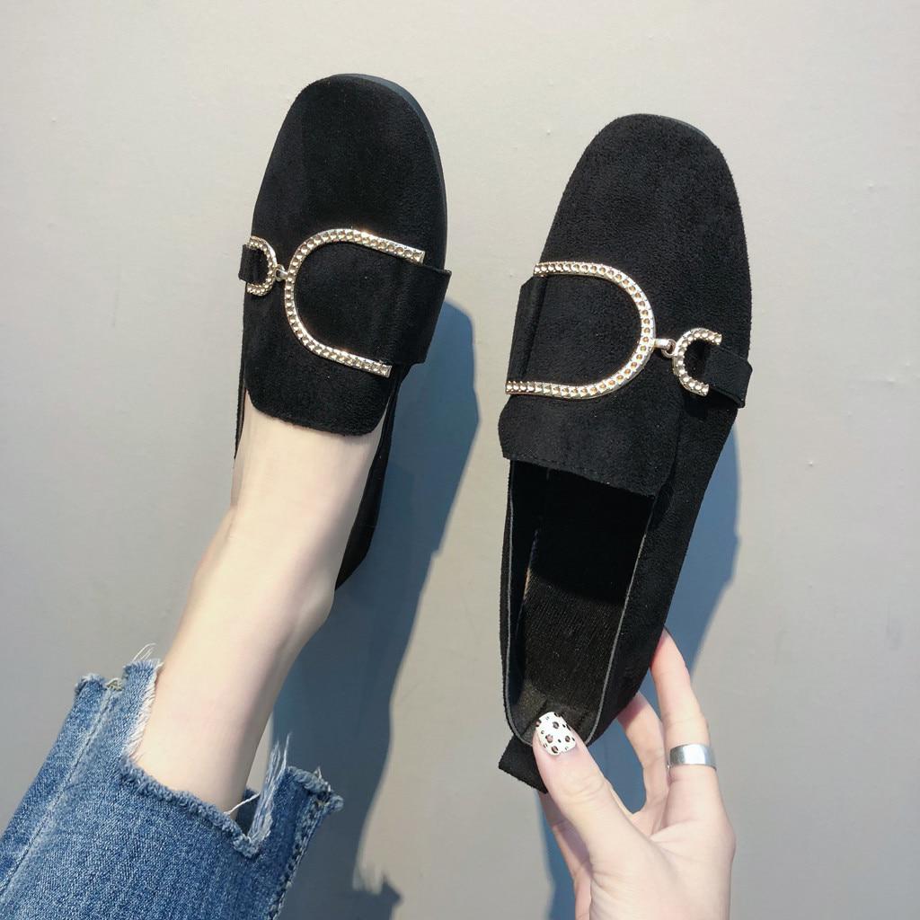 WTEMPO babet ayakkab iShoes for Woman Leisure Flats Square Head Shallow Mouth Low-Heeled Peas Baller