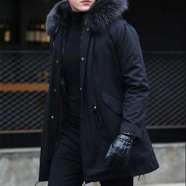 Winter High-end Warmth High-end Warm  Men's Detachable Men's Coat Mid-length Imitation Fur Fox Fur Thick Coat Large Size Parka Coat