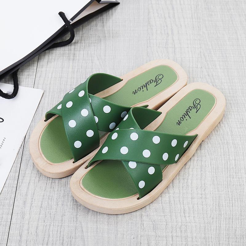Slippers Women Wear Korean Home Bath Slippers Summer Sandals Slippers Fashionable Wave Point Flat Beach Shoes