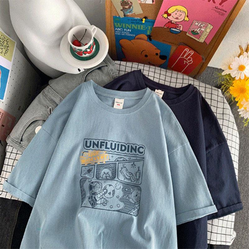 Short-sleeved Women's Trendy Design Sense Niche T-shirt Women's Korean Version of The Loose Printing Summer Half-sleeved Couple Wear Ins Top