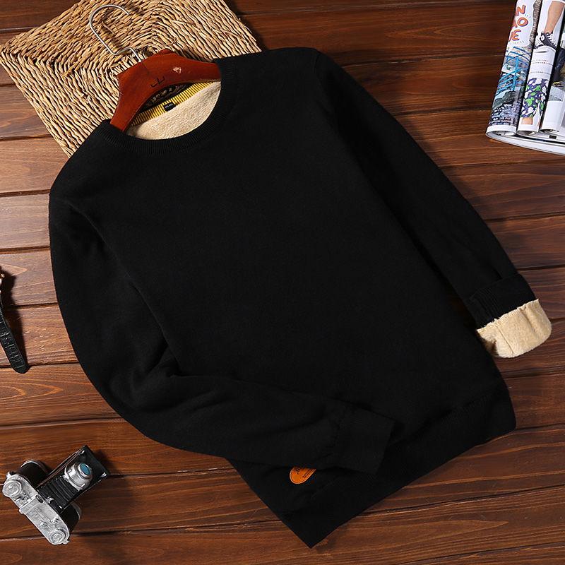 Winter Men's Plush Thick Sweater Korean Slim Thick Warm Sweater V-neck Slim All-match Clothes
