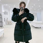 Trendy Fashion Waist Hooded Fur Collar Women's Down Jacket Autumn and Winter Plus Velvet Thickening Warm Loose Casual White Duck Down Down Jacket