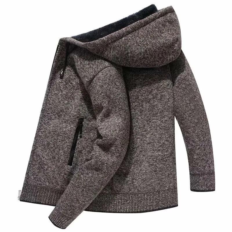 Men's Winter Coat Plus Velvet Thickening Fashion Knitted Sweater Coat Cardigan To Keep Warm