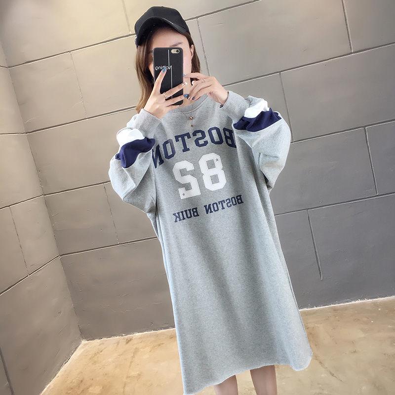 Large Size Mid-length Women's Sweater Autumn and Winter Fashion Trend with Letters Solid Color Women's Jacket
