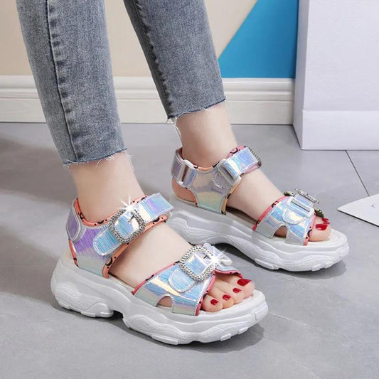Sandals Women's Platform Platform Sneakers Women's Open Toe Comfortable Beach Sandals Lightweight Comfortable Colorful Casual Sandals