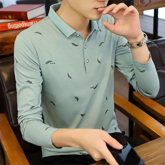 Cotton Long-sleeved Sweater Men's Autumn Trend Men's Sweatshirts Collar Lapel Slim-fit Warm Sweater