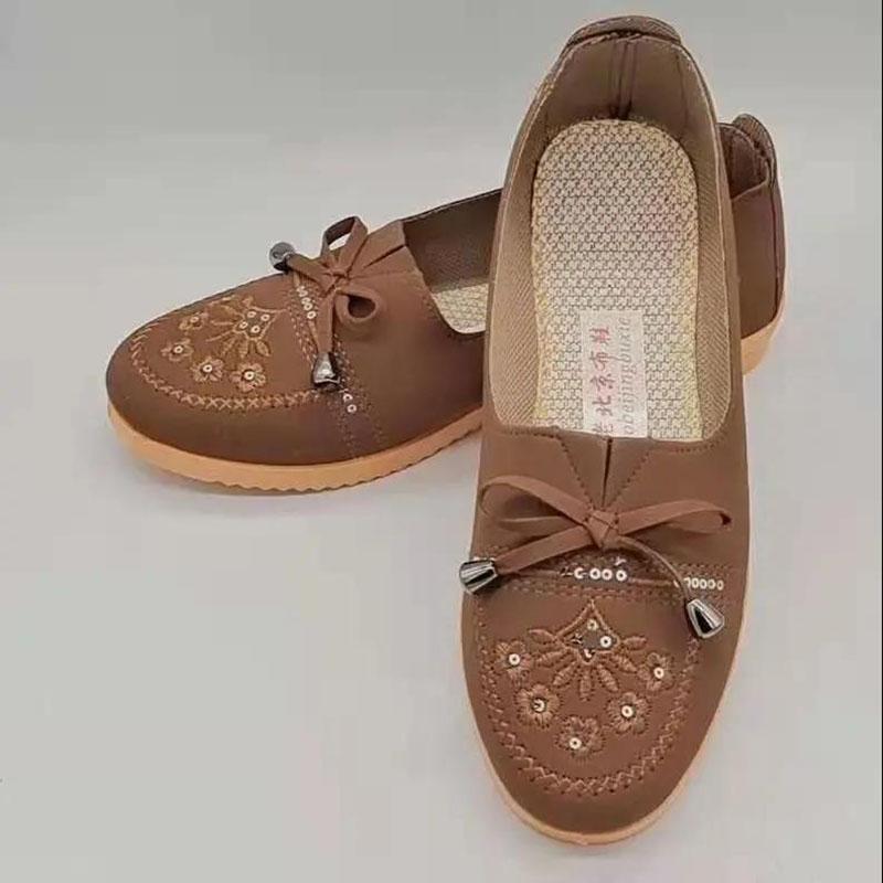 Old Beijing Cloth Shoes Female Mother Shoes Solid Color Work Shoes Pump Flat Shoes Casual Comfortable Grandma Shoes