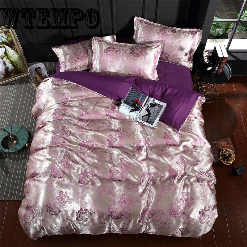 Home textile Wedding Jacquard Bedding set Luxury Satin Duvet cover bed linen bedclothes set