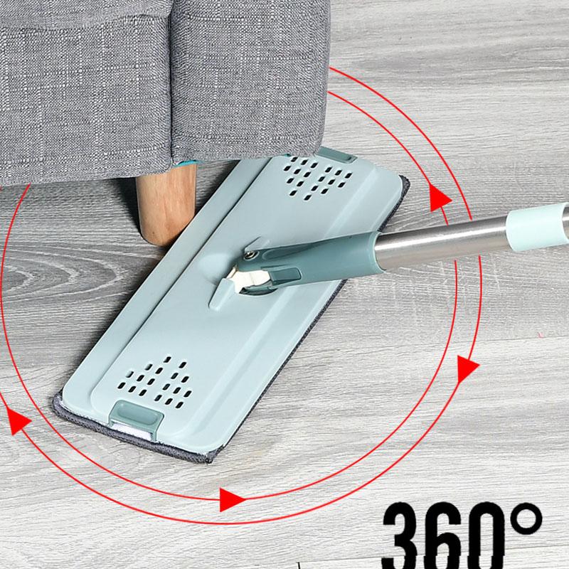 Thickened Hand-washing Mop Lazy Mopping Artifact Household Scraper Dry and Wet Separation Flat Mop with One Mop