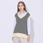 Women Loose Knitted Vest Sweater Girls V Neck Sleeveless Thick Vintage Sweater Female Waistcoat Chic Tank Tops All-match Short Pullover Vest Outerwear