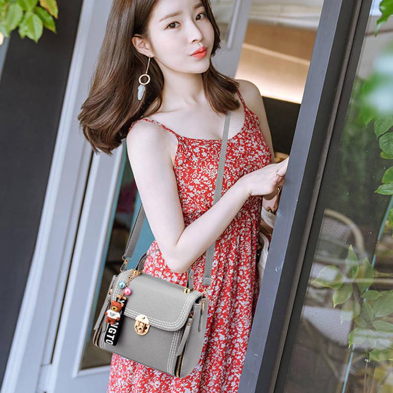 Women's Top-handle Bag Tote Bag Euramerican Style Crossbody Zipper Shoulder Bags with Bear Pendant