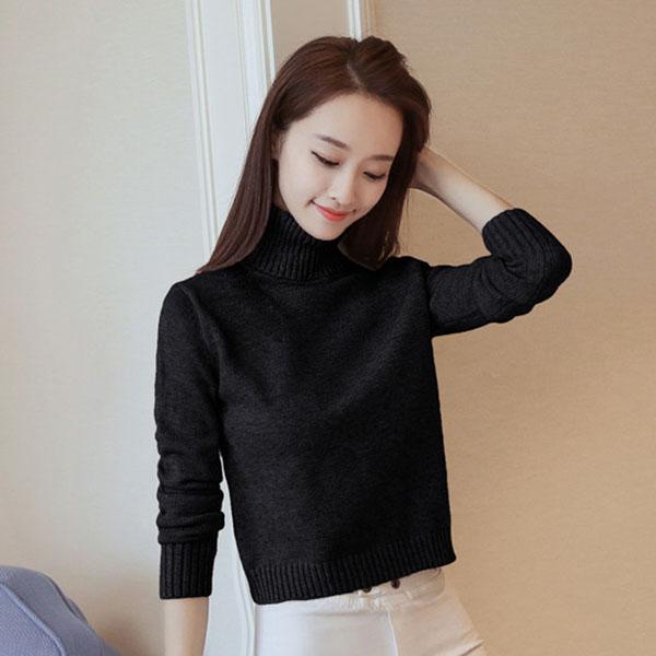Autumn and Winter Turtleneck Warmth Thick Ultra-short Sweater Women's Pullover High-waist Loose Base Sweater