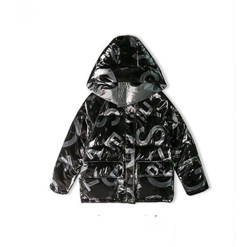 Women's Bright Print Short Down Jacket Winter Korean Loose Quilted Jacket Casual Stand-up Collar Hooded Down Jacket Quilted Jacket