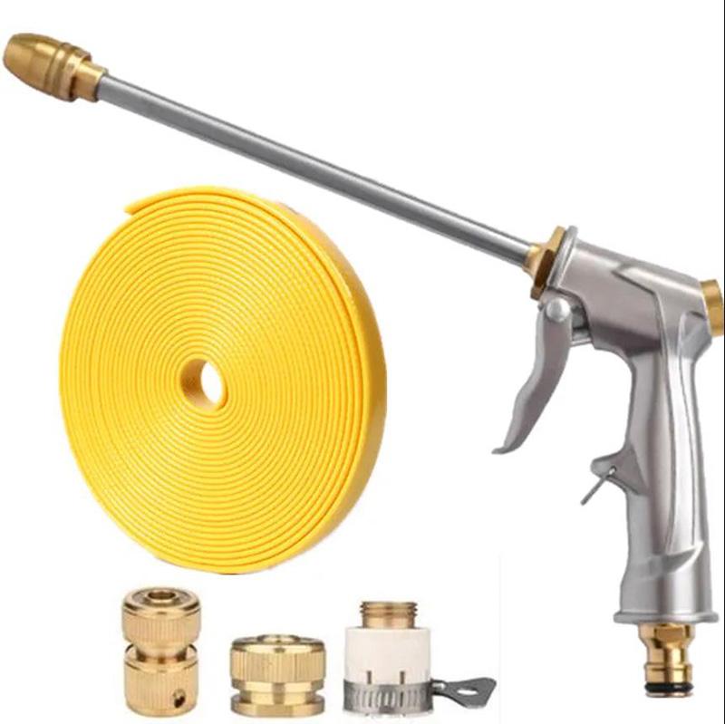 All Metal High Pressure Water Gun Set 10/15/20m Water Pipe Car Wash Gun Household Portable Watering Gun Garden Tool