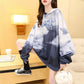 Middle Long Hooded Female Sweater Spring and Autumn Thin Section Korean Students Casual Loose Women's Shirt