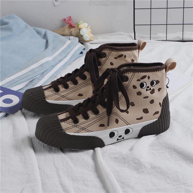 High-top Canvas Shoes Women's Shoes 2020 Canvas Shoes Blue Wild Retro Ins Hand-painted Printing Graffiti Shoes