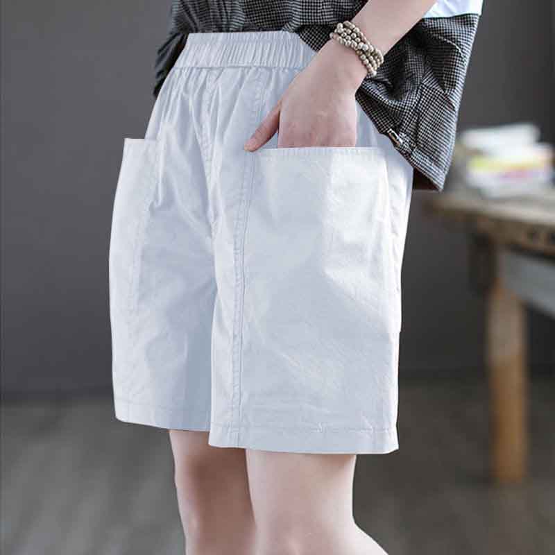 100% Cotton Shorts Women's Summer High Waist All-match Loose Five-point Casual Wide-leg Pants