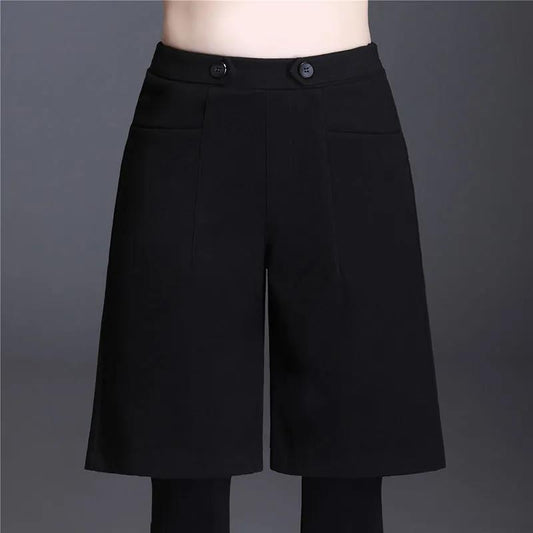 Woolen Five-point Pants Women's Autumn and Winter Models of Large Size Loose Straight Wide-leg Pants Drape High Waist Slim Casual