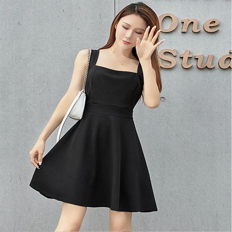 Sling Dress Female Summer Korean Style Slim Sexy Backless High Waist Suspender A-line Dress