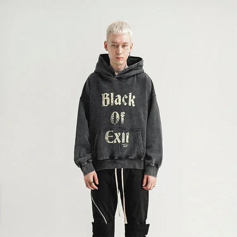 High Street Old Retro Hoodie Men and Women Original Heavy Industry Vintage Casual Washed Couple Sweater Loose Big Pocket Pullover Sweater