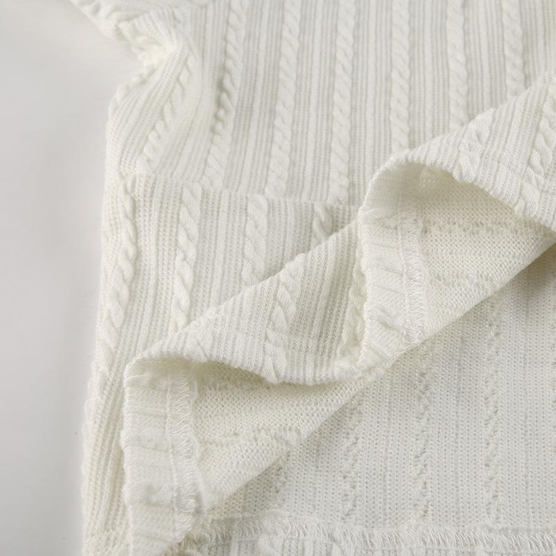 Women's T-shirt Ruffles Lace Up Sweet Cropped Tops Summer Knitted Casual Puff Sleeve Chic Y2K T-shirts Elegant Fashion Korean Tee