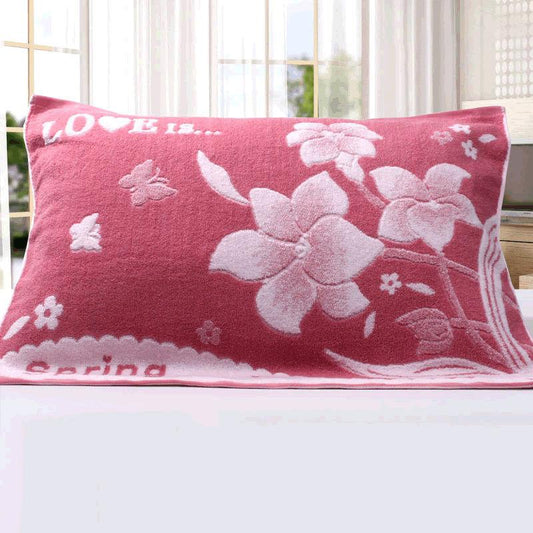 Four Seasons Adult Cotton Cartoon Pillow Towel Pair Pack Increase Thicker Soft Comfortable Couple Terry Absorbent Pillow Towel