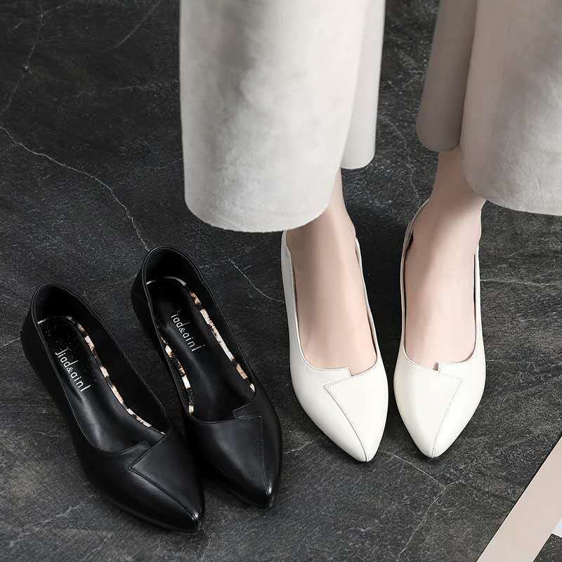 Thick-heeled Single Shoes Female Mother Shoes Flat Work Shoes Pointed Toe Women's Shoes Low-heel Pumps