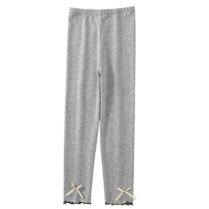Girls' Leggings Children's Spring and Autumn Thin Bow Korean Ninth Pants Baby Outer Wear and Inner Wear Stretch Pants