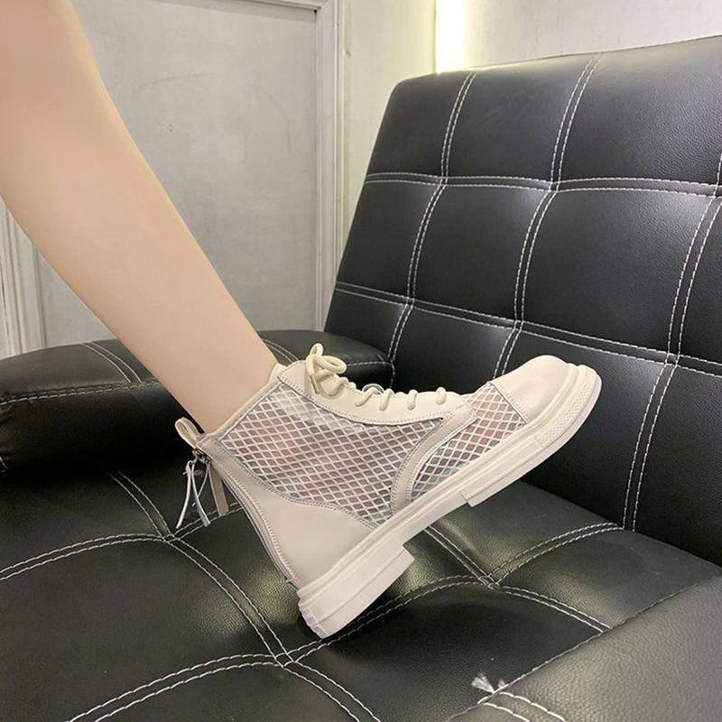 Martin Boots Women's Summer Thin Section Summer Breathable British Style Sandals Hollow Sandals Mesh Boots Mesh Boots