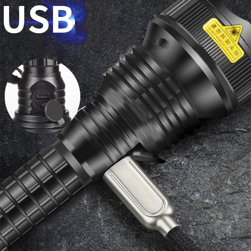 Lumens Most Powerful Led Flashlight Usb Zoom Torch 18650  Rechargeable Battery Flashlight