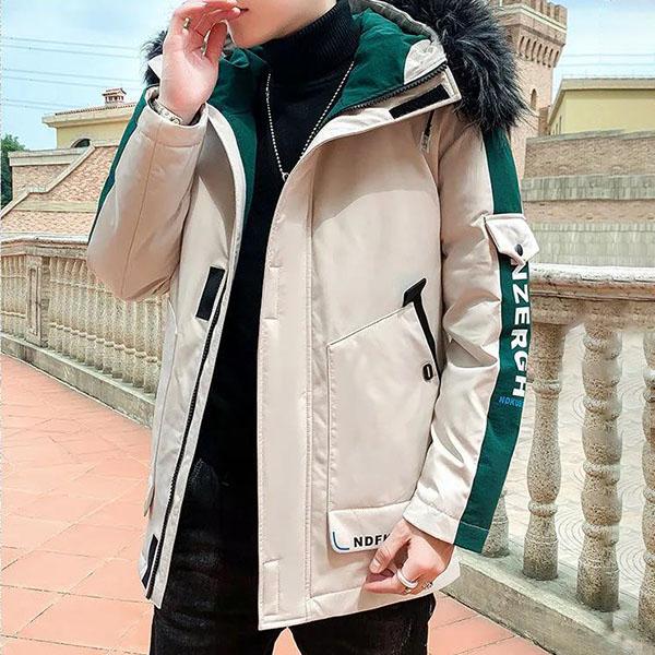 Winter Padded Jacket Plus Cotton Padded Padded Jacket Men's Jacket Padded Jacket Korean Handsome Hooded Youth Padded Warm Padded Jacket