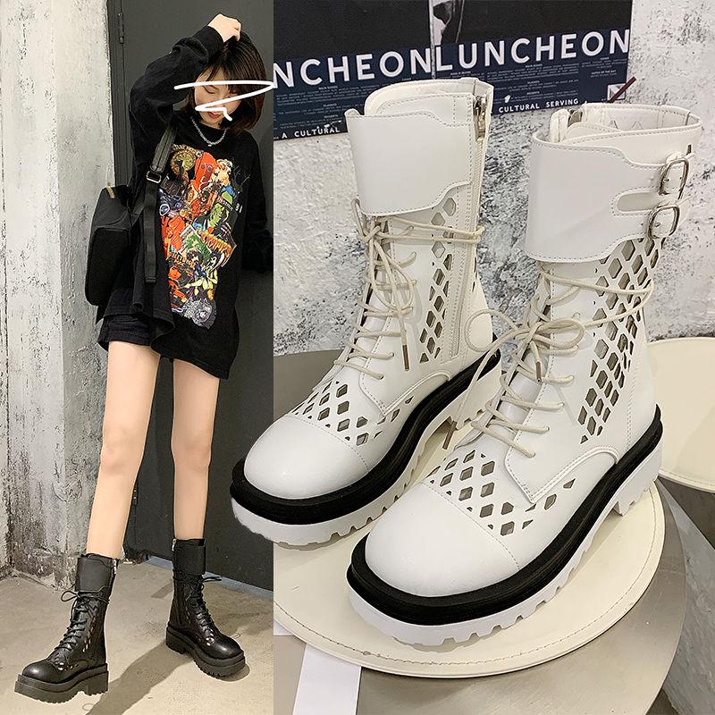 Chimney Boots Candy Color Women's Shoes Hollow Hole Cool Boots Motorcycle Boots Martin Boots Thick Bottom