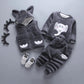 Boy's Autumn and Winter Plus Velvet Padded Cotton Three-piece Suit Baby Little Baby Warm Solid Color Fashion Cute Hooded Sweater Cotton Suit