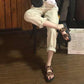 European and American Harajuku Style Student Fashion Outer Wear Leopard Print Slippers Female Summer Platform Double Strap Beach Sandals