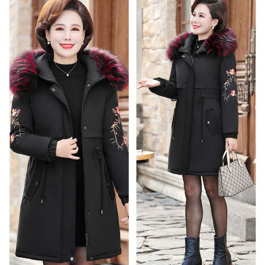 Mom's Winter Coat Thick Down Down Padded Jacket Middle-aged and Elderly Cotton-padded Jacket Women's Mid-length Padded Jacket