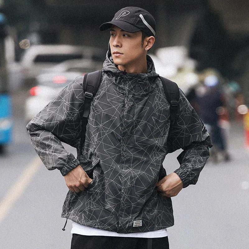 2021 New Spring and Autumn Coat Men's Trend Handsome Loose Jacket Casual Wild Hooded Jacket