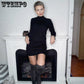 Pullover Sweater Women Knit Dresses Autumn Winter Sexy Long Sleeve Casual Solid Color Bouncy