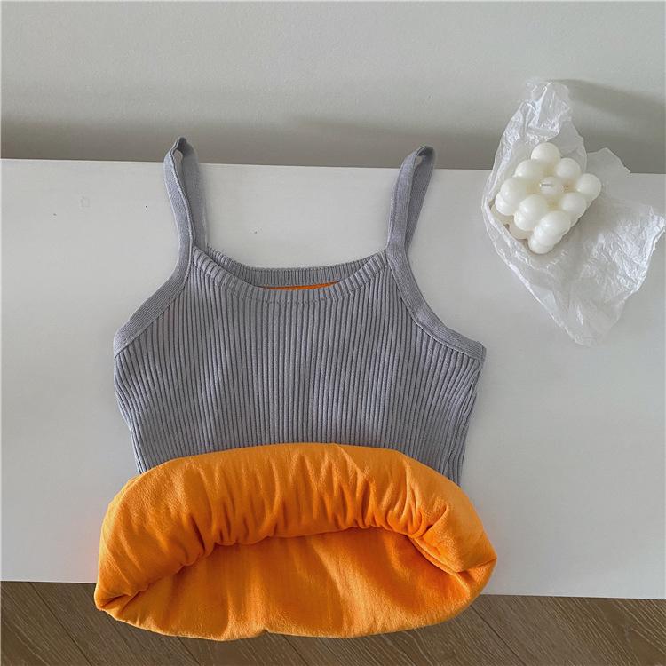 Thermal Wear Women Rainbow Winter Vest Velvet Warm Body Tank Tops Slim Square Neck Slim Inner Wear Sexy Clothing Thermals