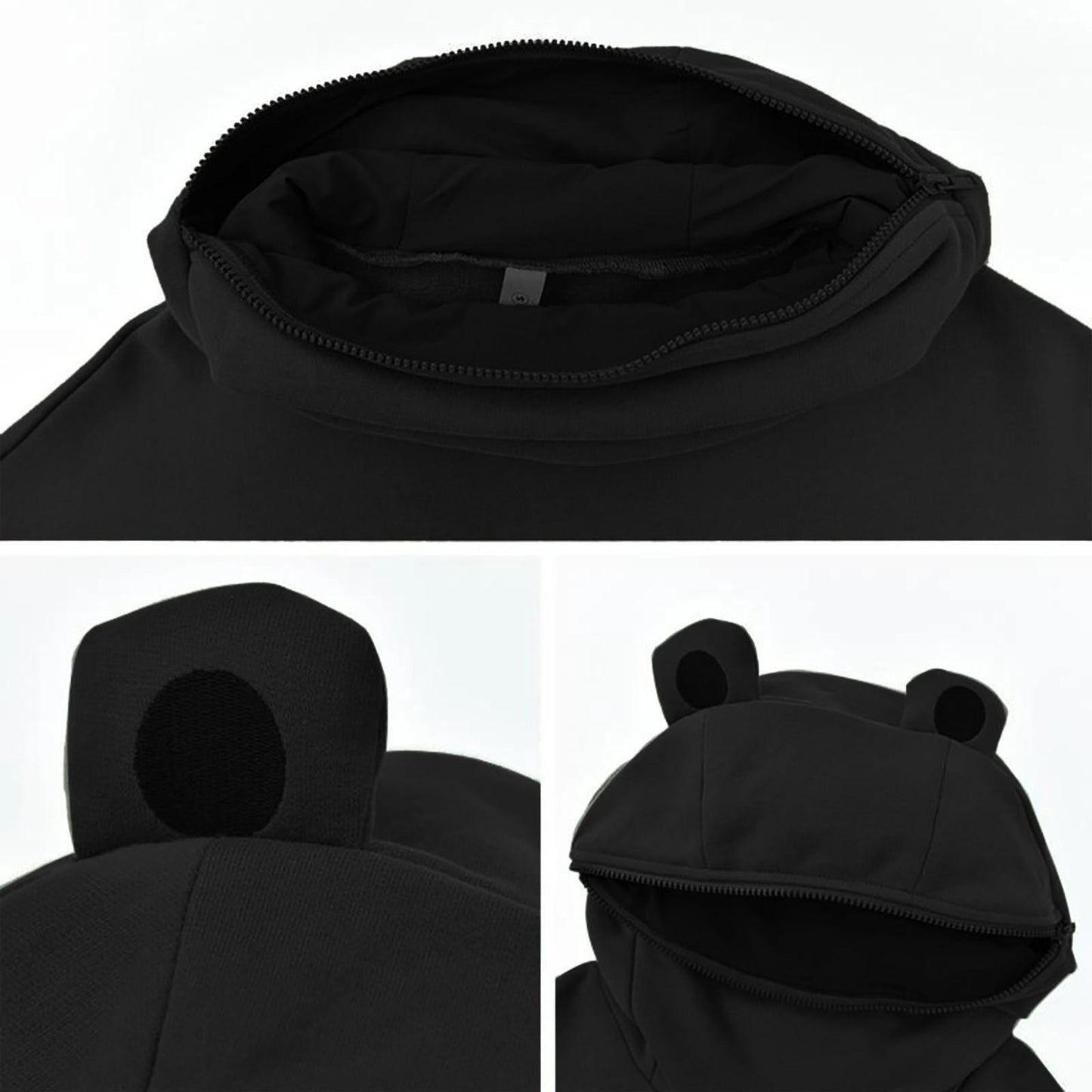 Women's Sweatershirt Zipper 3D Pocket Cute Frog Design Pullover Sweater Coat